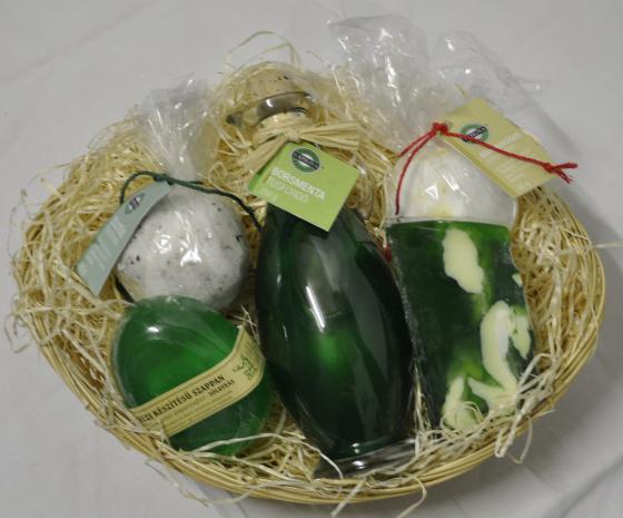 Yamuna - Dárkový košík Mátový - SET405 - slámový košík