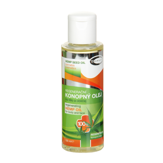 Topvet - Regenerační konopný olej 100% 100ml - účinná pomoc pro ekzematickou pleť, lupenku, svědivou a problematickou pokožku