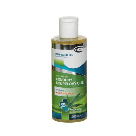 Topvet - Wellness konopný koupelový olej 68% 200ml - olej s obsahem luxusních olejů a extraktu zeleného čaje.