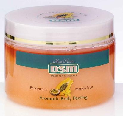 DSM - Aromatický tělový peeling s minerální solí 330ml (papaya a mučenka) - kosmetika Mrtvého moře