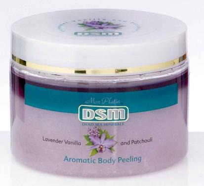 DSM - Aromatický tělový peeling s minerální solí 330ml (levandule, vanilka a pačuli) - kosmetika Mrtvého moře