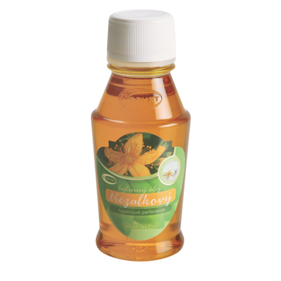 Topvet - Třezalkový bylinný olej (Janův olej) 100ml na spáleniny, hojení ran, různé ezemy