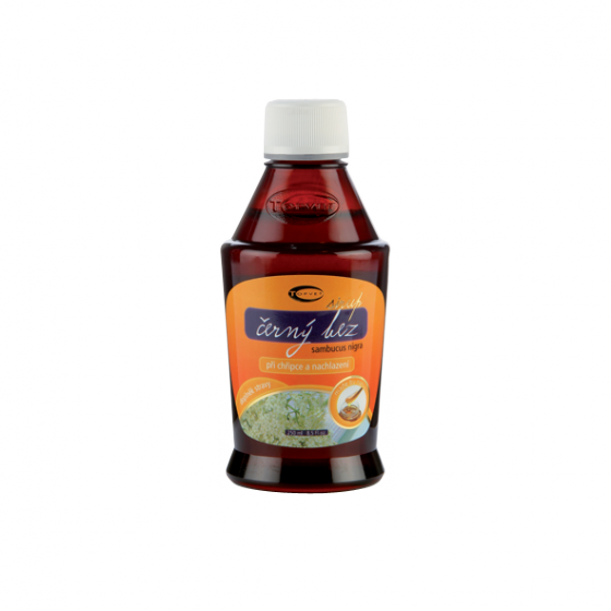 Topvet - Černý bez bylinný sirup 320g - pro lepší odkašlávání hlenu, působí močopudně, při chřipce a nachlazení