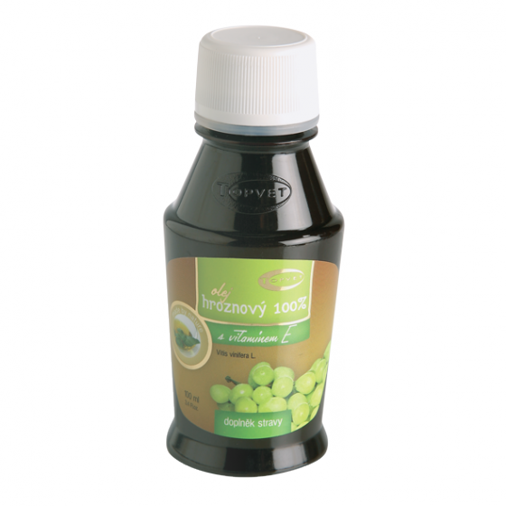 Topvet - Hroznový olej 100% 100ml - snižuje kapilární lomivost a zvyšuje elasticitu pokožky, proti vzniku křečových žil