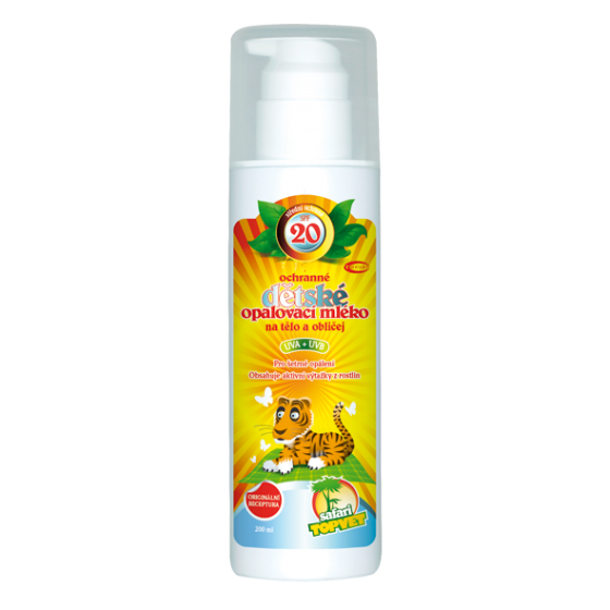 Safari Topvet - Dětské opalovací mléko 200ml SPF 20 - na tělo a obličej střední ochrana