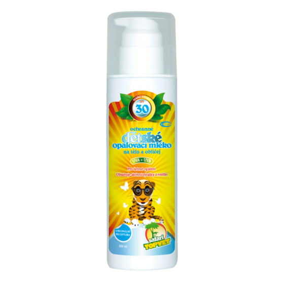 Safari Topvet - Dětské opalovací mléko 200ml SPF 30 - na tělo a obličej vysoká ochrana