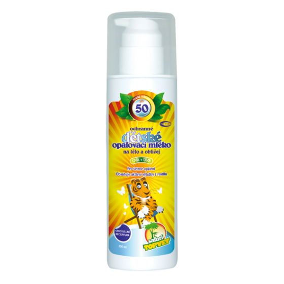 Safari Topvet - Dětské opalovací mléko 200ml SPF 50 - na tělo a obličej vysoká ochrana