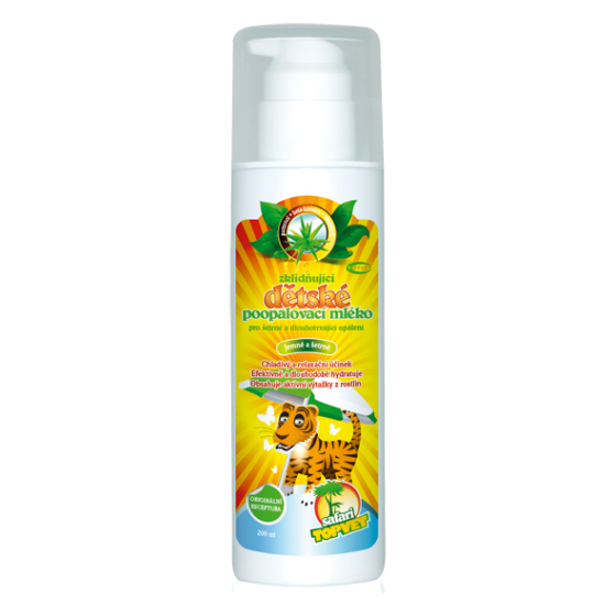 Safari Topvet - Dětské poopalovací mléko 200ml - pro šetrné a dlouhotrvající opálení chladí, hydratuje a regeneruje
